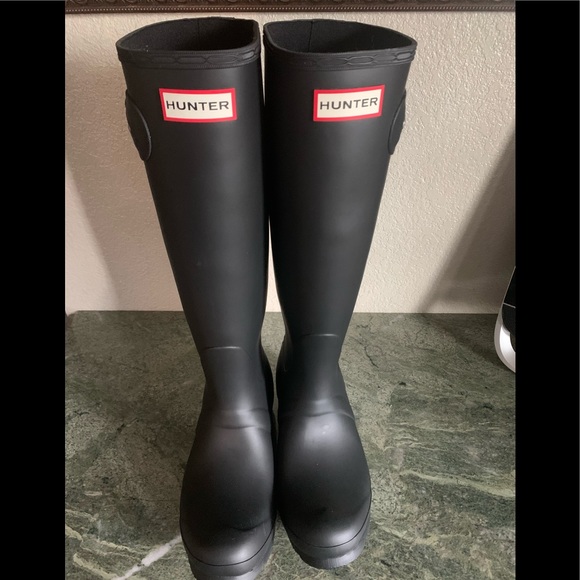 New! WIDE CALF Hunter original Tall Rainboots Matte Black 6 - Picture 2 of 3